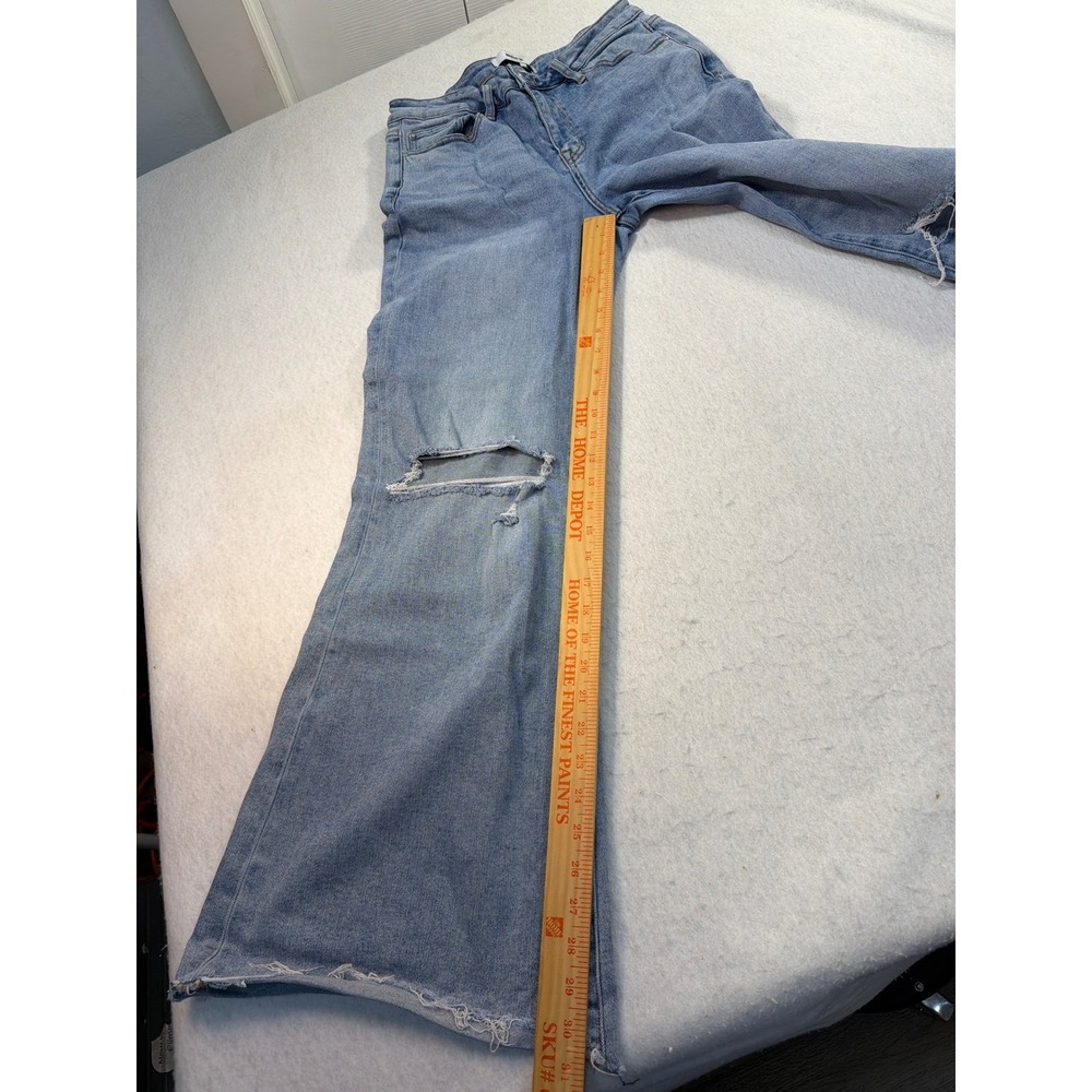 Mica Womens Light Wash Distressed High Rise Flare Jeans Blue Size 29 Inseam 30 - Picture 16 of 16